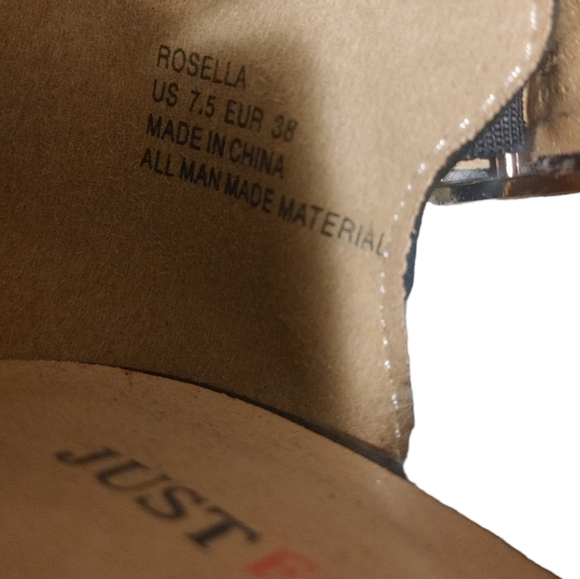 JUSTFAB - Rosella Black Strappy High Heel Party Platform Shoes with Gold Accents - Picture 3 of 7